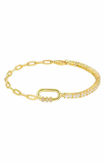 Cubic Zirconia Paper Clip Chain Bracelet