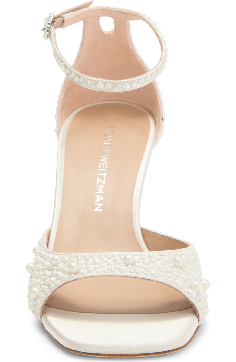 Stuart Weitzman Bliss Imitation Pearl Ankle Strap Sandal, Alternate, color, Cream/ Natural