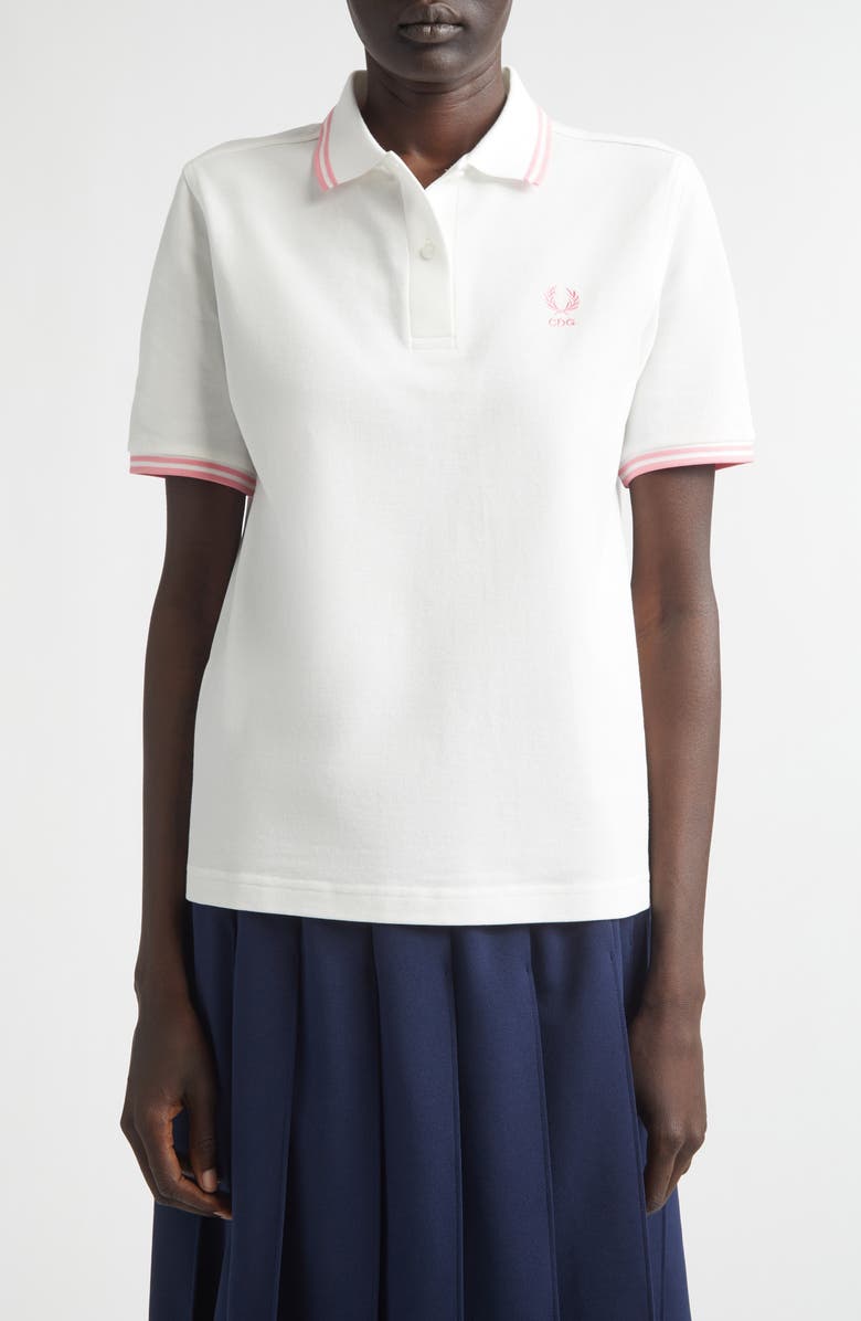 Comme des Garçons Girl x Fred Perry Tipped Cotton Piqué Polo, Main, color, White