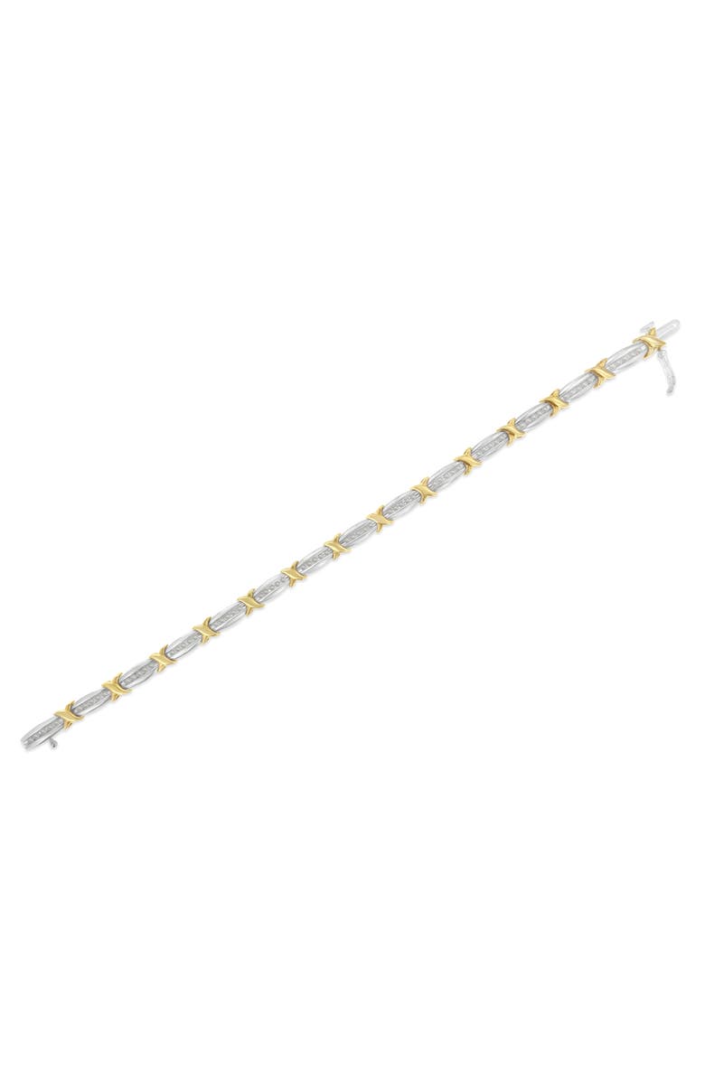 Haus of Brilliance 10K Yellow Gold over Silver 1.0 Cttw Diamond Tapered & X-Link Tennis Bracelet, Alternate, color, Yellowwhite
