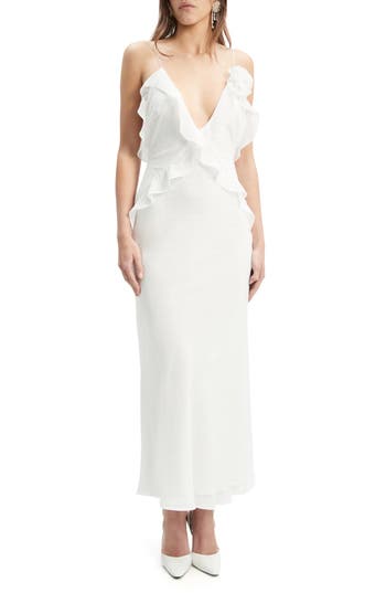 Bardot Marsella Ruffle Sequin Cocktail Dress In Orchid Whte