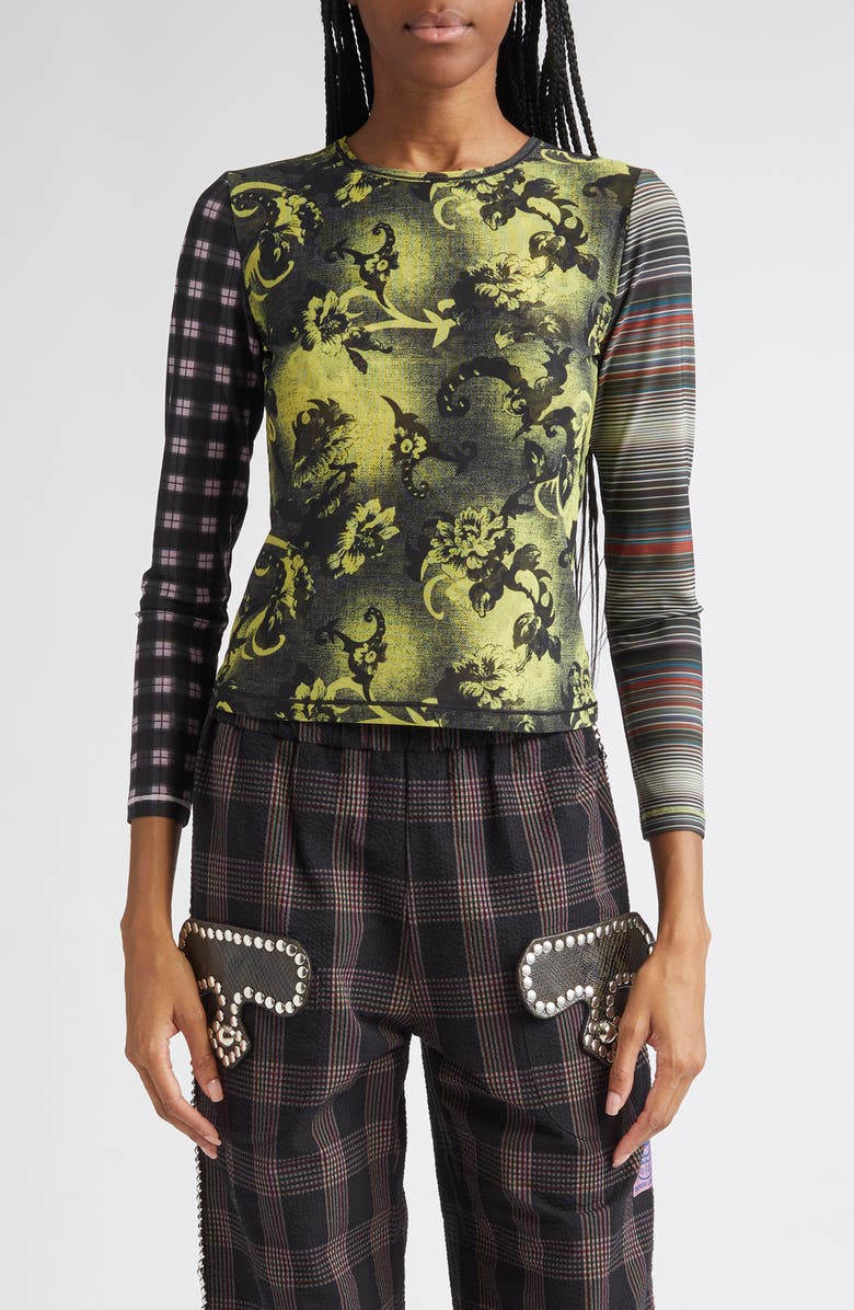 Chopova Lowena Starlight Mixed Print Mesh Top, Main, color,