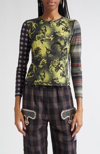 Chopova Lowena Starlight Mixed Print Mesh Top | Nordstrom