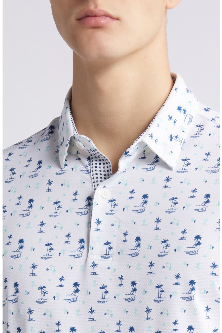 Halyard Trim Fit Print Performance Polo, Alternate, color, WHITE LONE CACTI