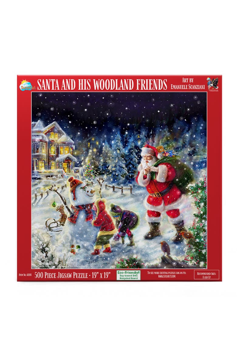 Santa and his Woodland Friends 500 piece Jigsaw Puzzle for Adults, Alternate, color, Multicolor