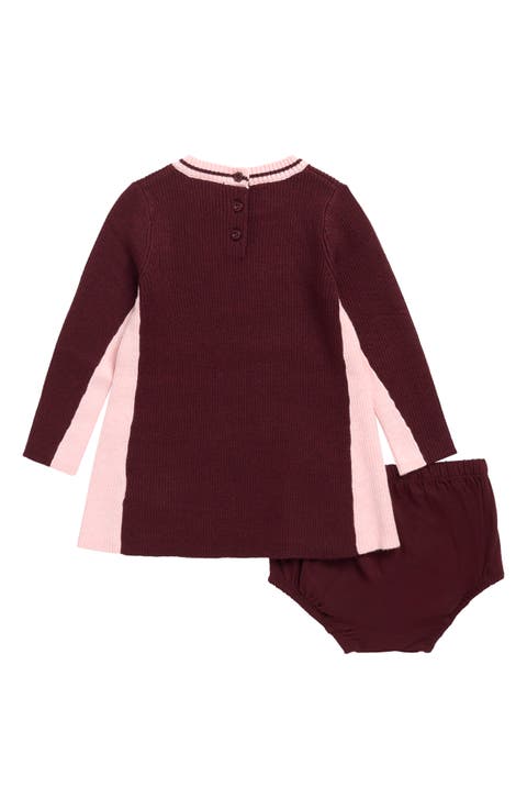 Kids' Colorblock Ribbed Sweater Skater Dress & Bloomers Set
