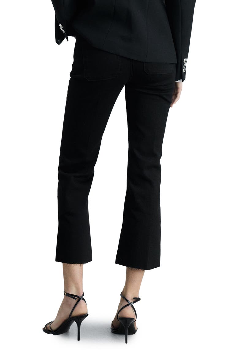 Alex Raw Hem Patch Pocket Crop Flare Jeans, Alternate, color, BLACK DENIM