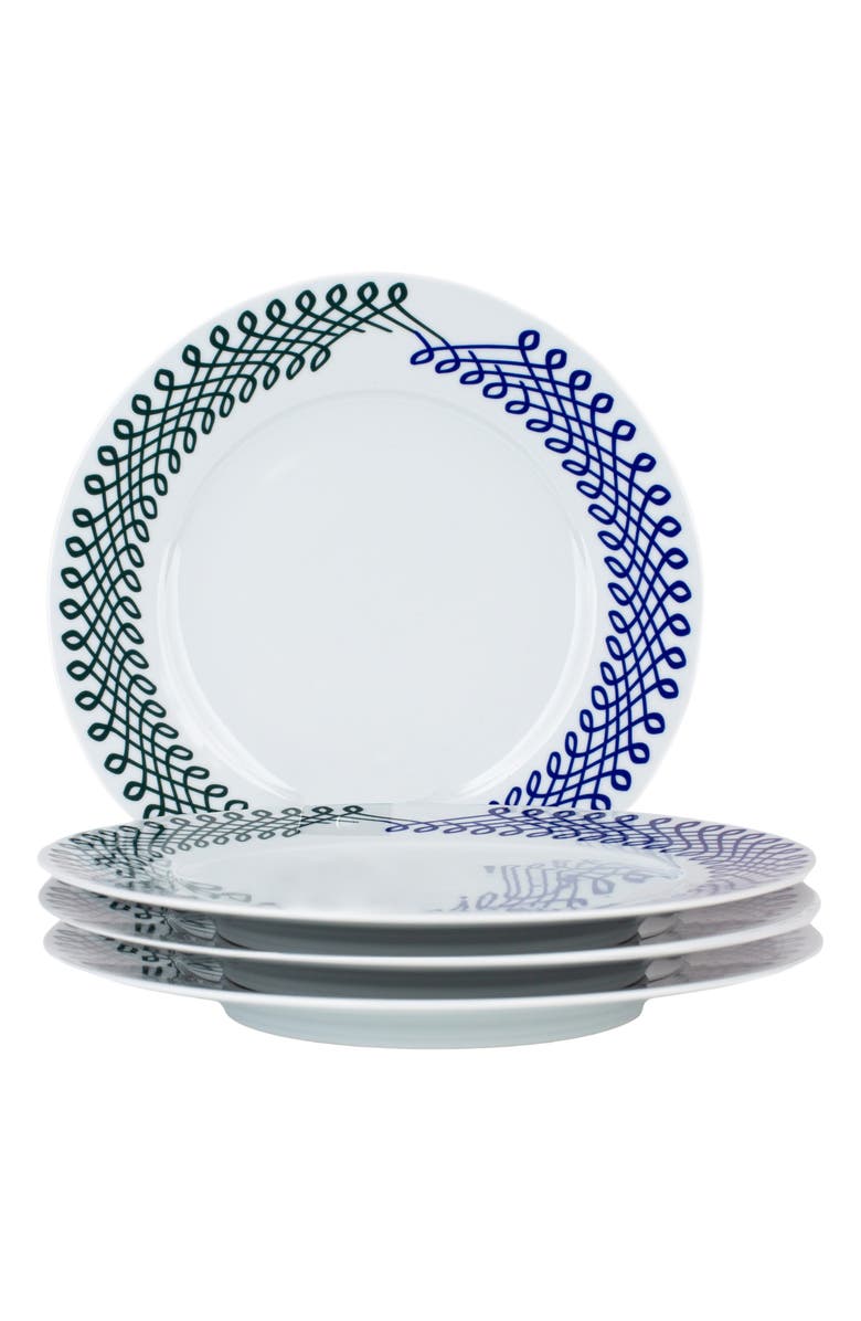 MISETTE Set of 4 Porcelain Dinner Plates, Main, color, Blue/ Green