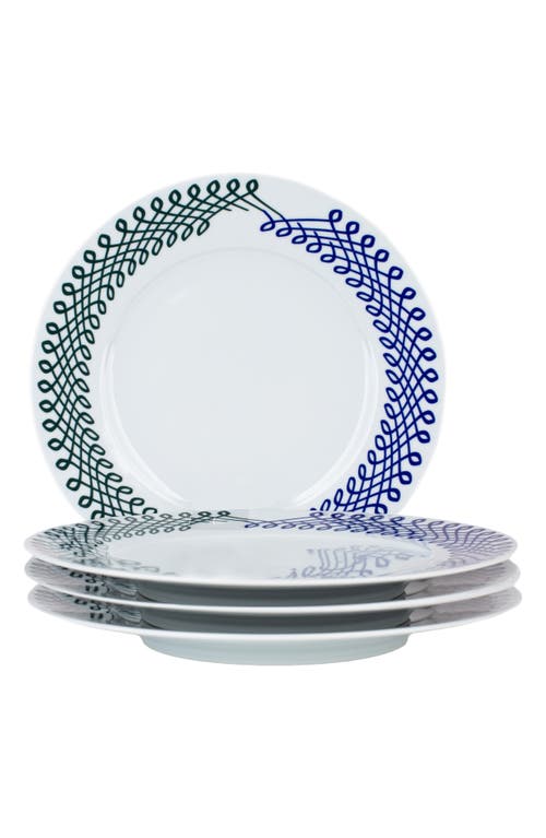 Misette Set Of 4 Porcelain Dinner Plates In Blue/green