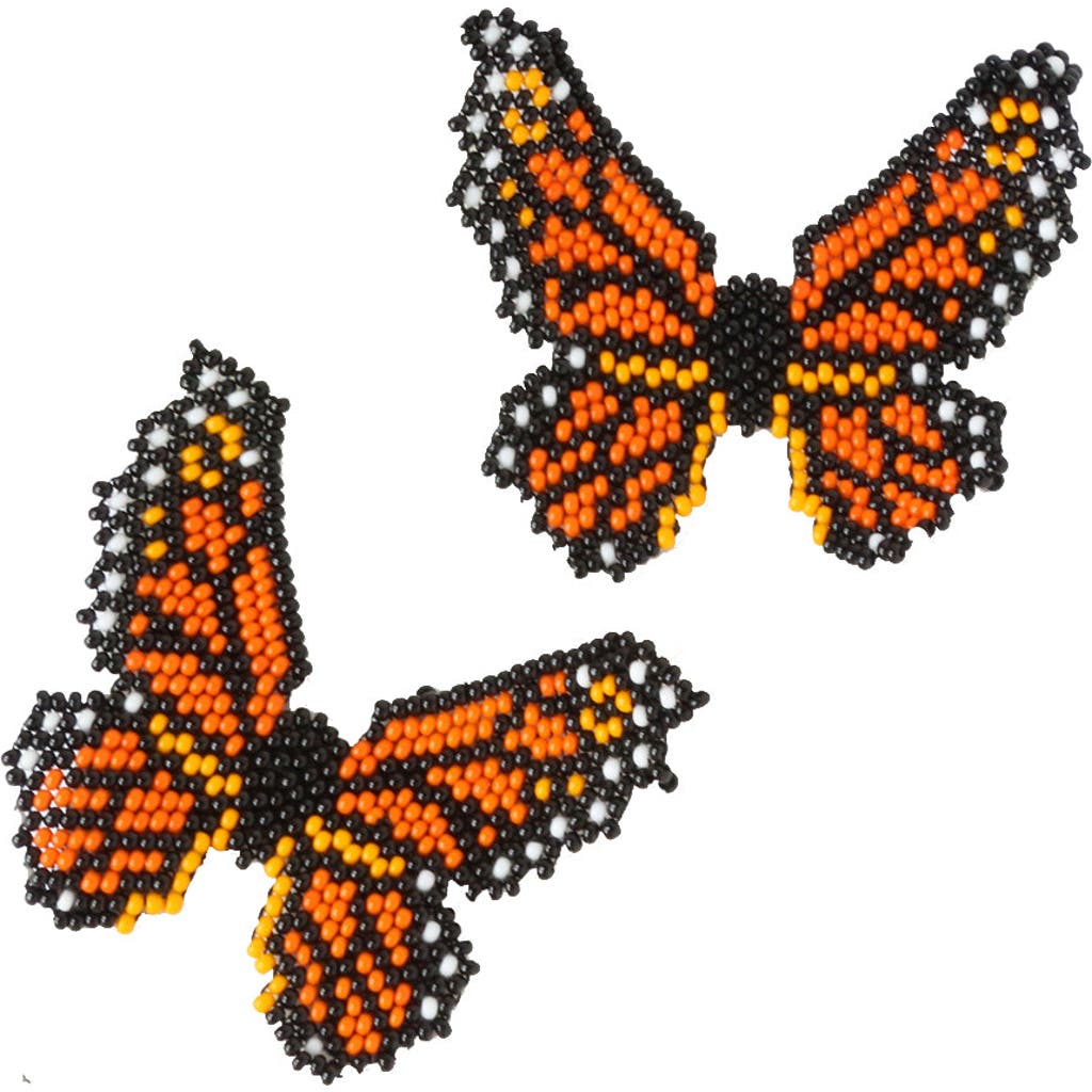 Fosterie Butterfly Monarch Embera Earrings In Orange