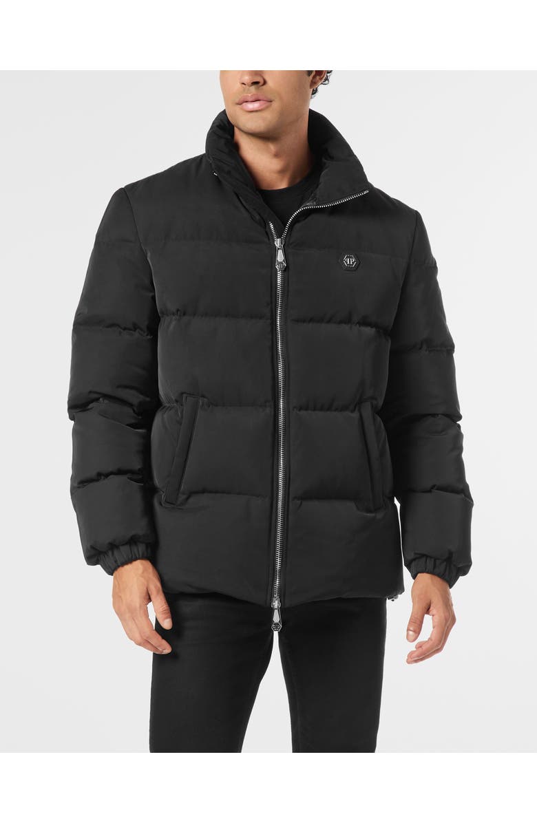 PHILIPP PLEIN Nylon Puffer Jacket Late Checkout Men, Main, color, Black