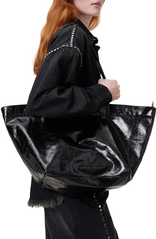 Shop Allsaints Serafina East/west Leather Tote In Black