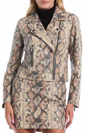 Laundry by Shelli Segal Snakeskin Print Faux Leather Moto Jacket