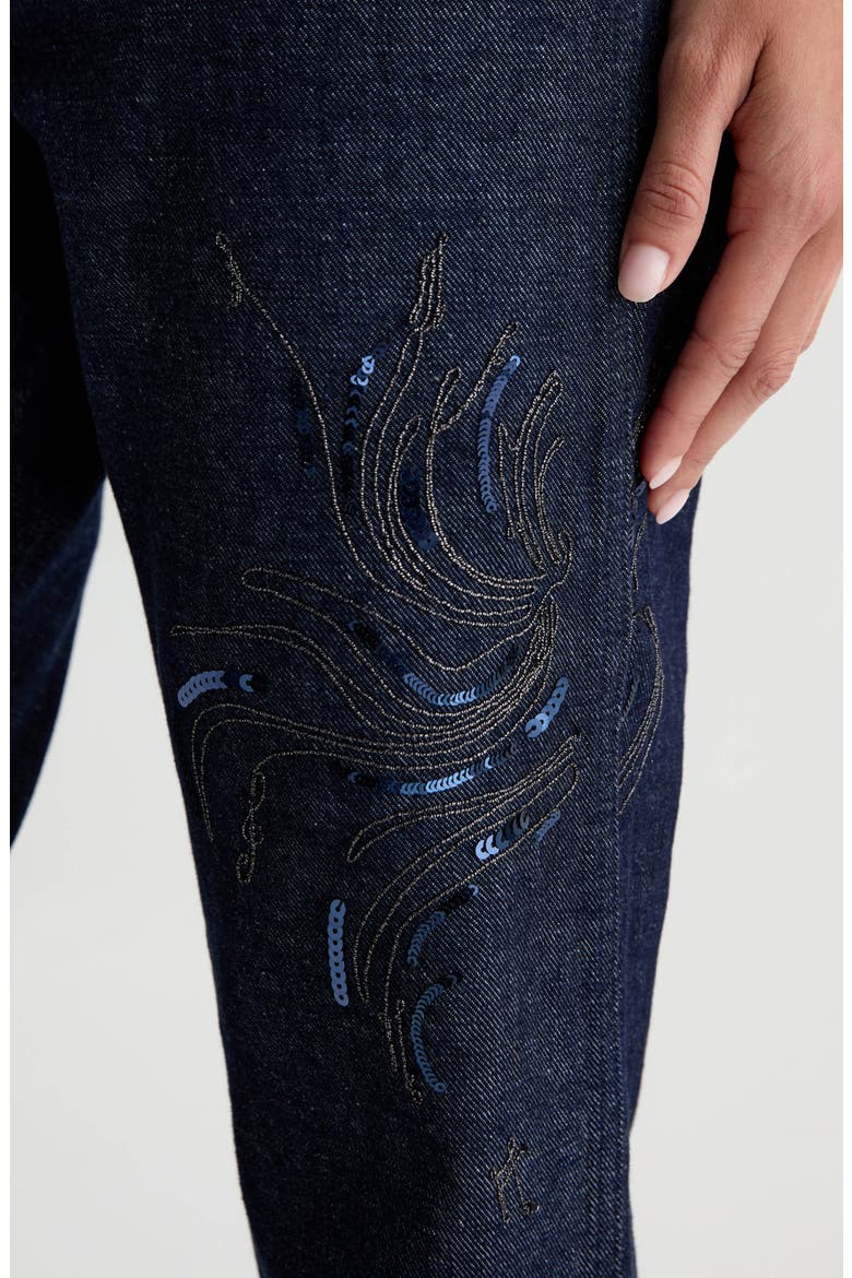 Angel Embroidered Low Rise Bootcut Jeans, Alternate, color, FLOW