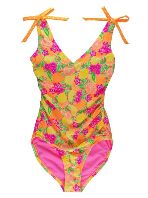 UPF50+ Women's Bow V-Neck One Piece Swimsuit