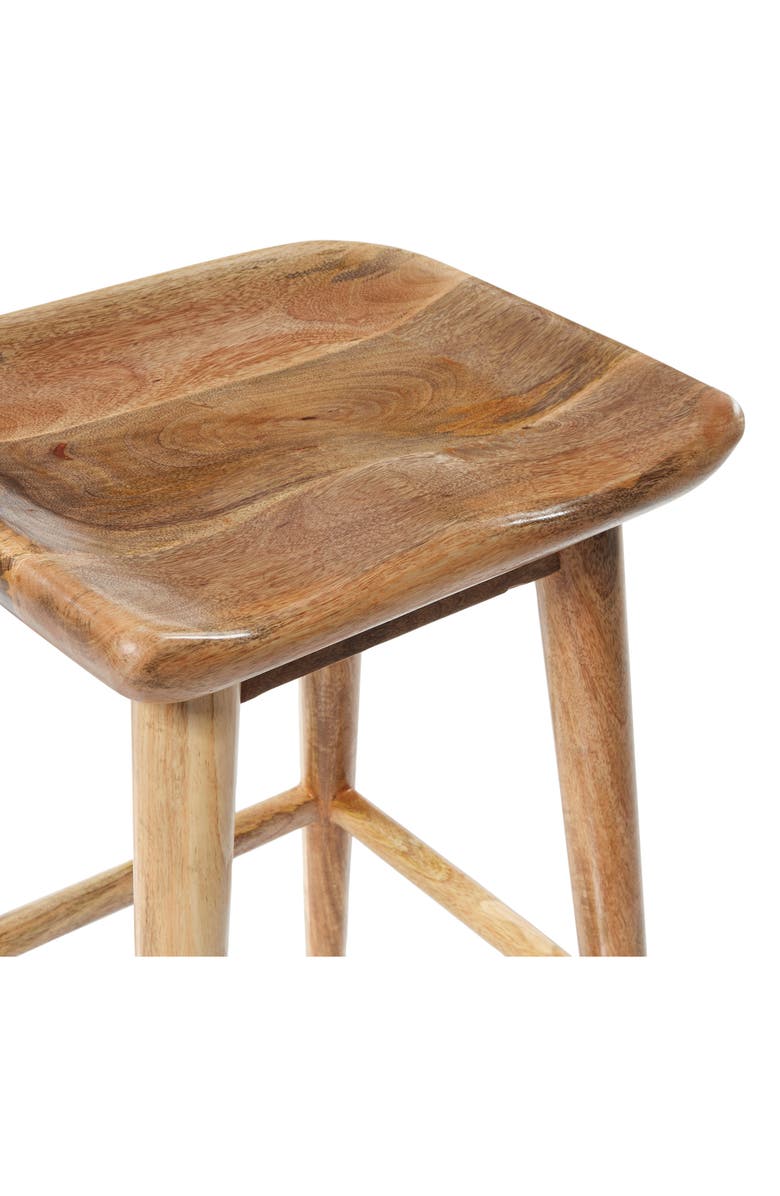 GINGER BIRCH STUDIO Brown Wood Counter Stool with Footrest, Alternate, color, 