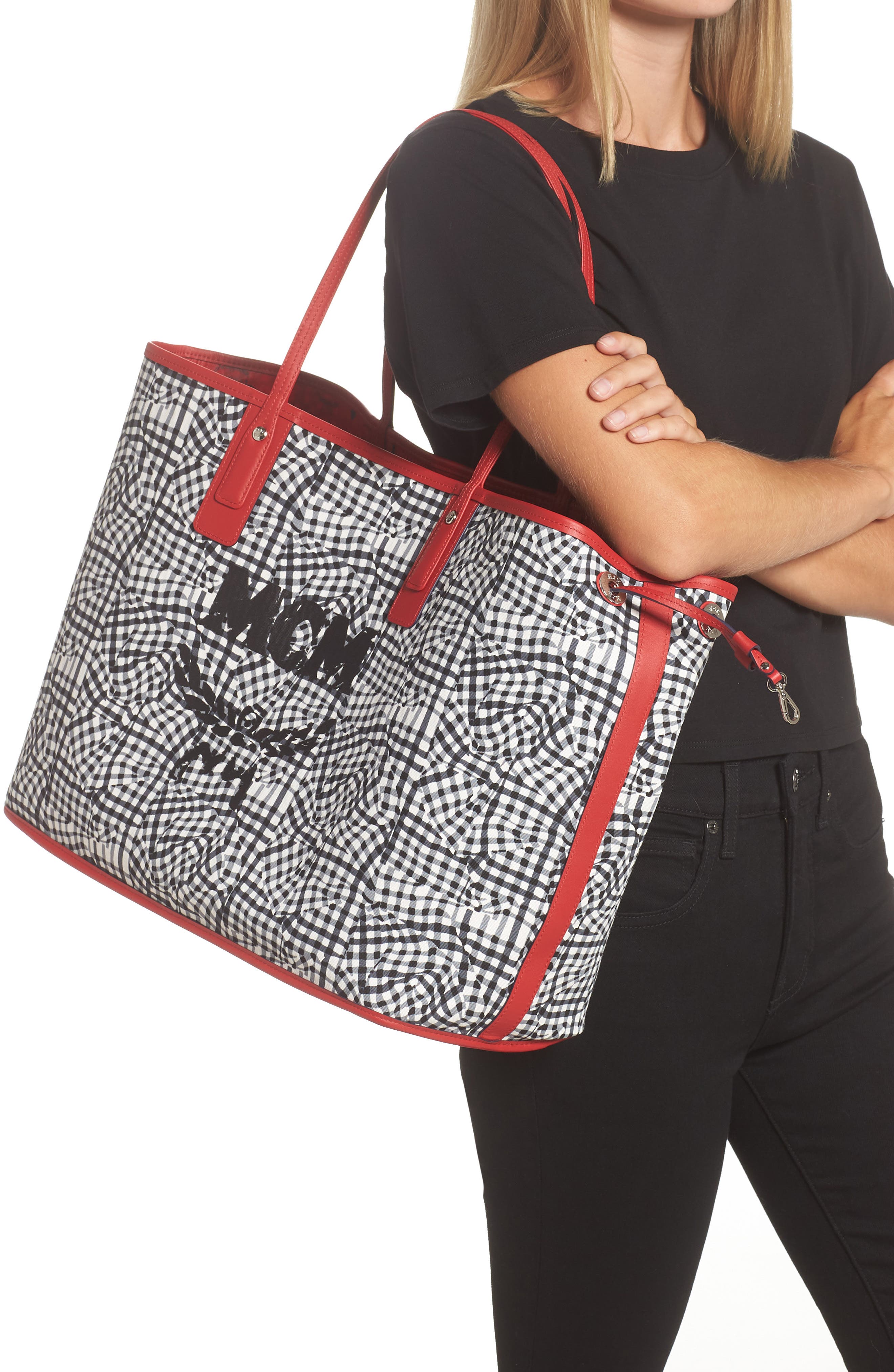 Large Liz Reversible Shopper, Alternate, color, CANDY RED