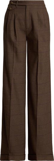 Lauren Ralph Lauren Check Wool Wide Leg Pants | Nordstrom