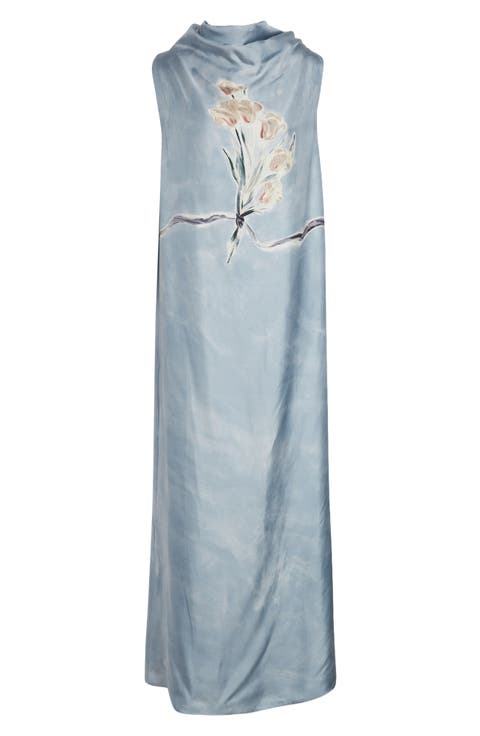 Noori Tulip Bouquet Sleeveless Silk Dress