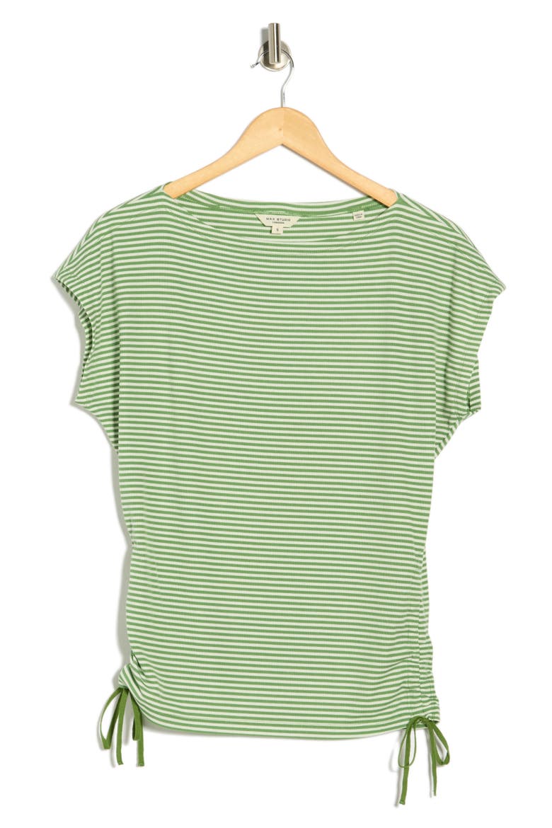 Stripe Rib Ruched T-Shirt, Alternate, color, GREEN/ ECRU STRIPE