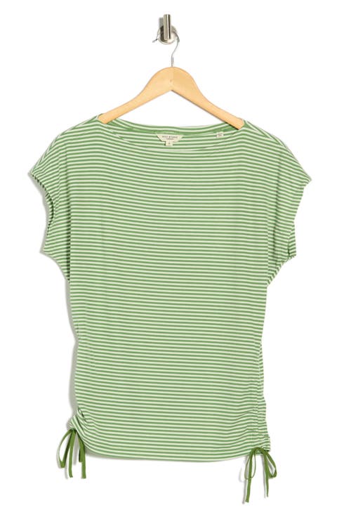 Stripe Rib Ruched T-Shirt