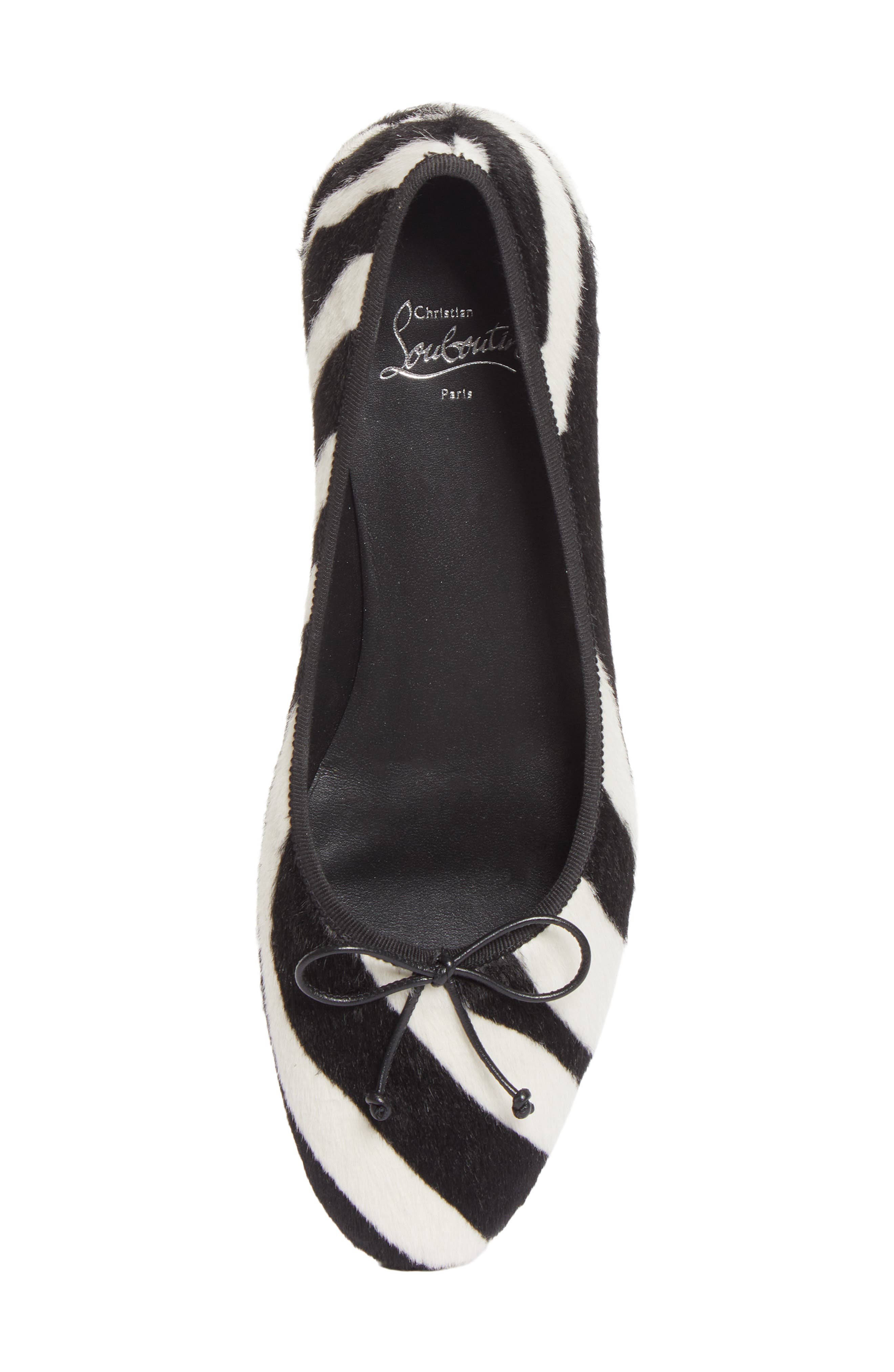 Sweetie Jane Genuine Calf Hair Flat, Alternate, color, 36C6 WHITE BLACK/ LIN BLACK