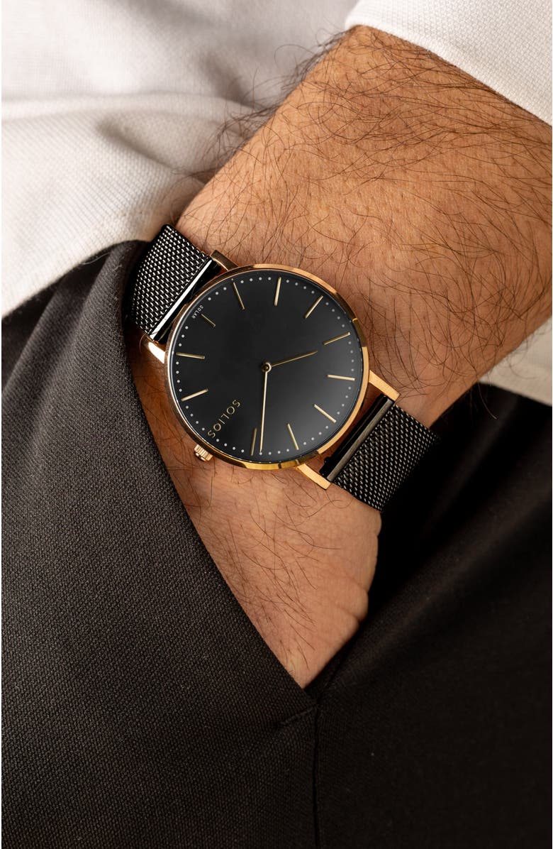 Solios Watches The Solar Classic | Black Dial - Rose Gold Case, Alternate, color,