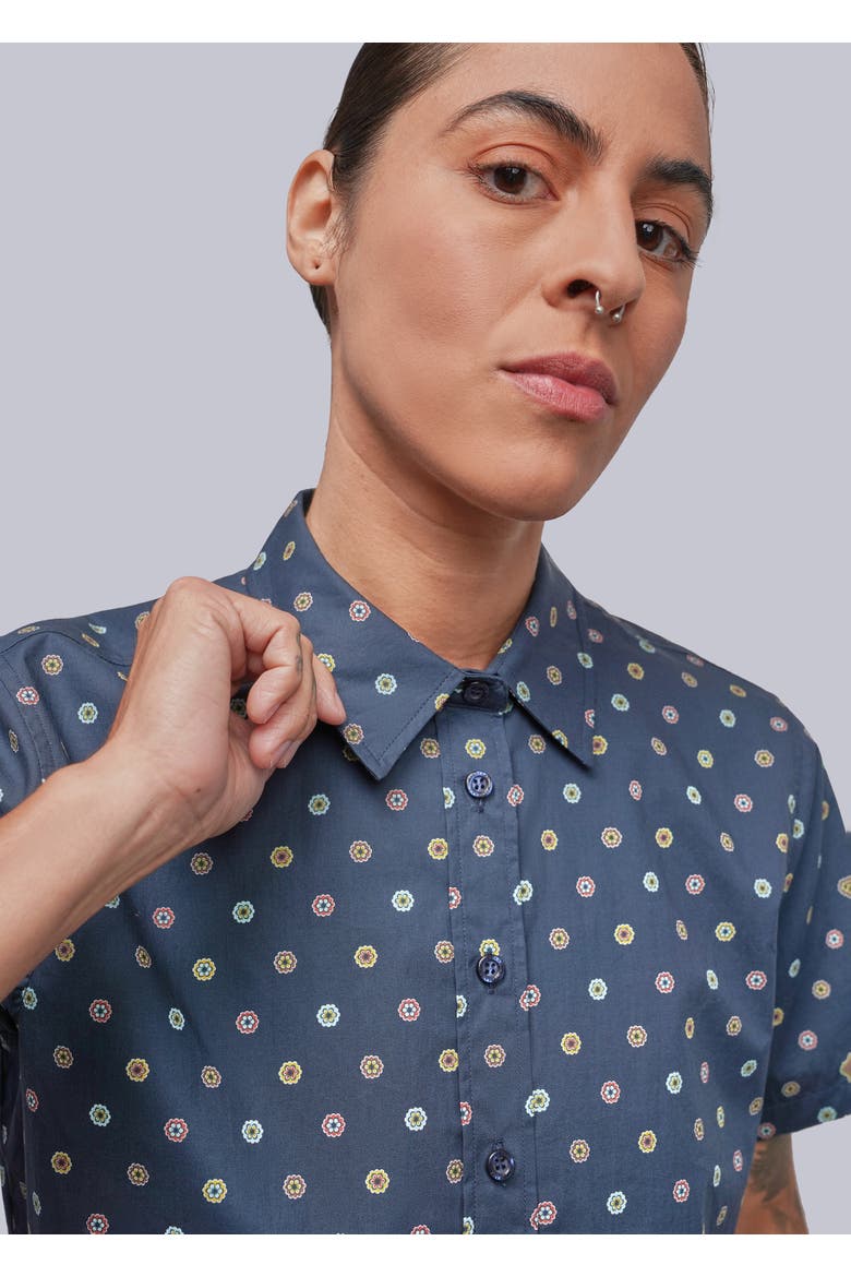 The Essential Button Up, Alternate, color, FLORAL MEDALLION NAVY