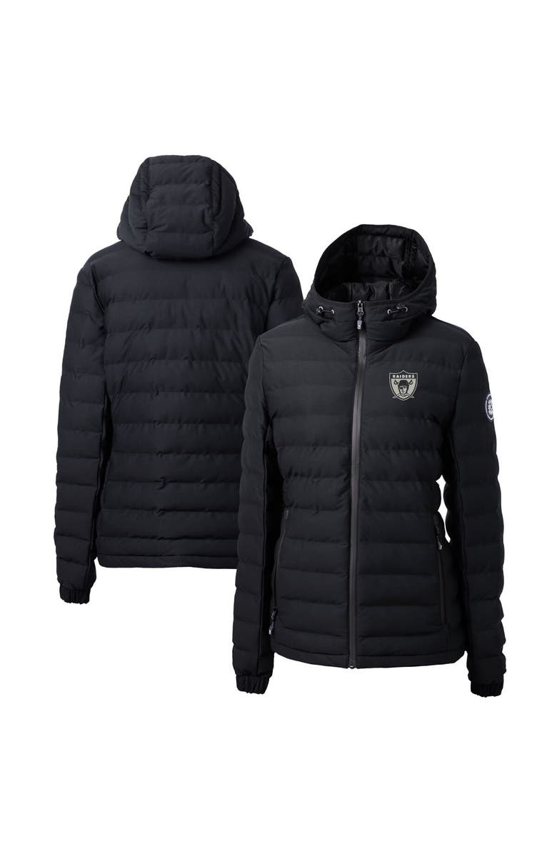 Cutter & Buck Women's Cutter & Buck Black Las Vegas Raiders Throwback Logo Mission Ridge Repreve Puffer Full-Zip Jacket, Main, color,