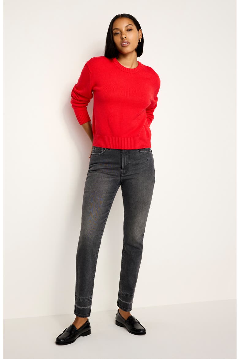 Good Classic Released Hem High Waist Ankle Slim Straight Leg Jeans, Alternate, color, BLACK345