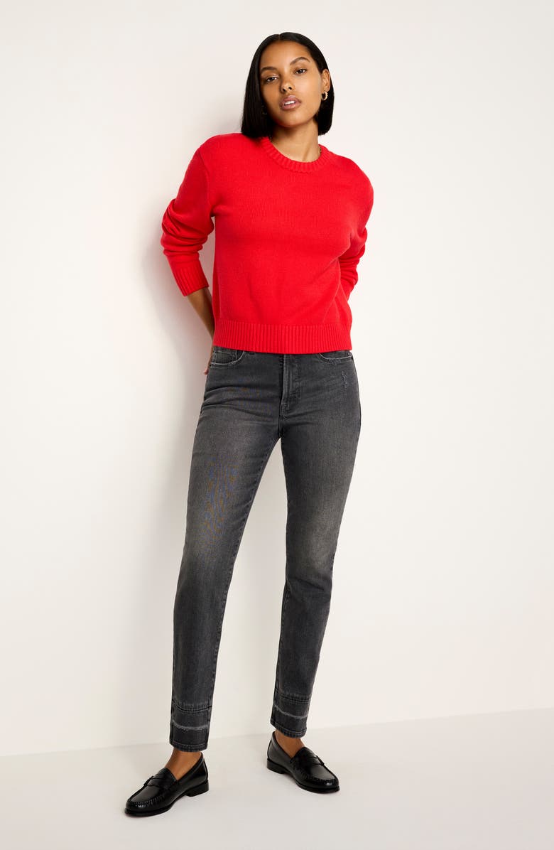 Good American Good Classic Released Hem High Waist Ankle Slim Straight Leg Jeans, Alternate, color, Black345