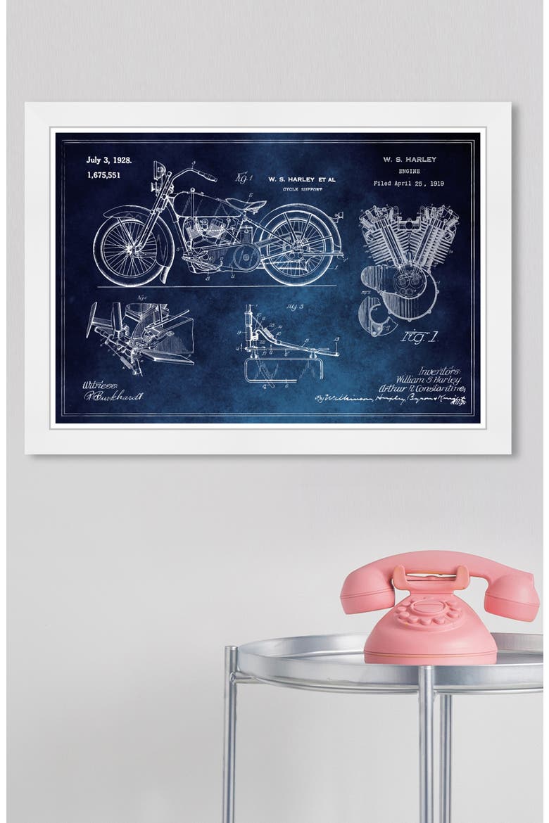 Harley Engine Figure Wall Art, Alternate, color, BLUE