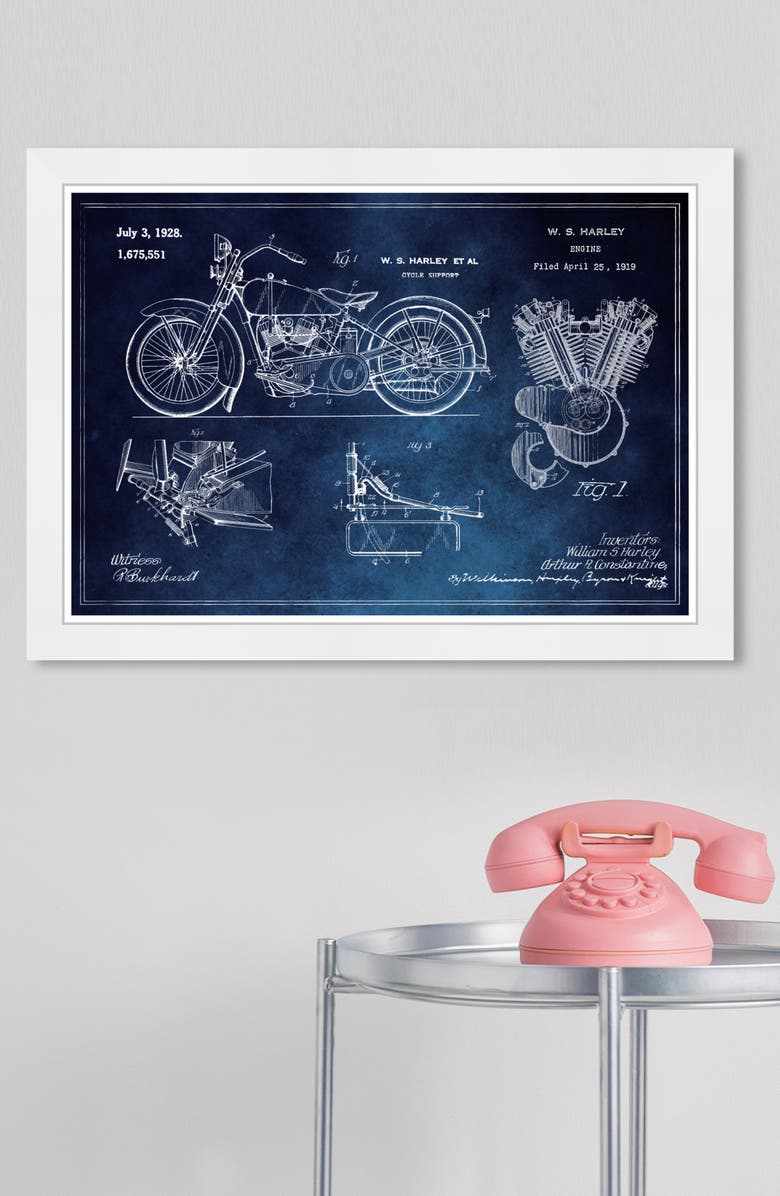 Wynwood Studio WYNWOOD Harley Engine Figure Wall Art, Alternate, color, Blue