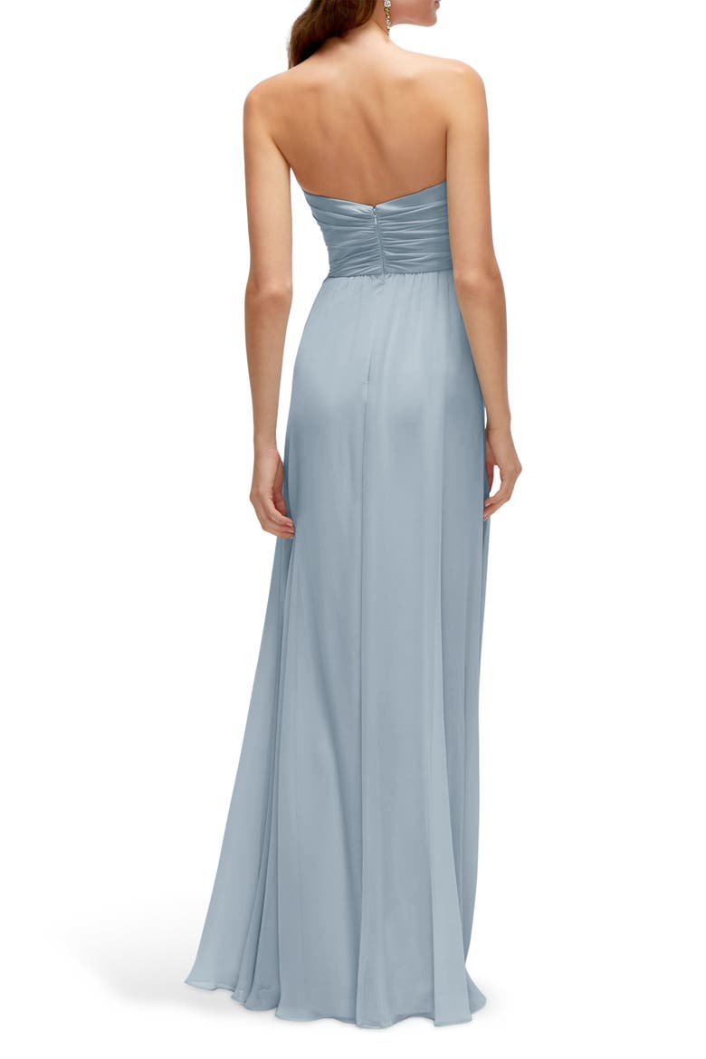 Pleat Detail Strapless Chiffon A-Line Gown, Alternate, color, MIST