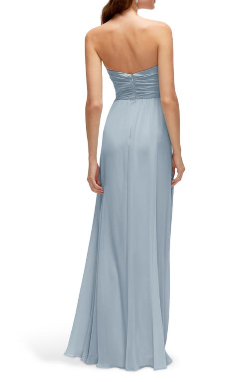 Shop After Six Pleat Detail Strapless Chiffon A-line Gown In Mist