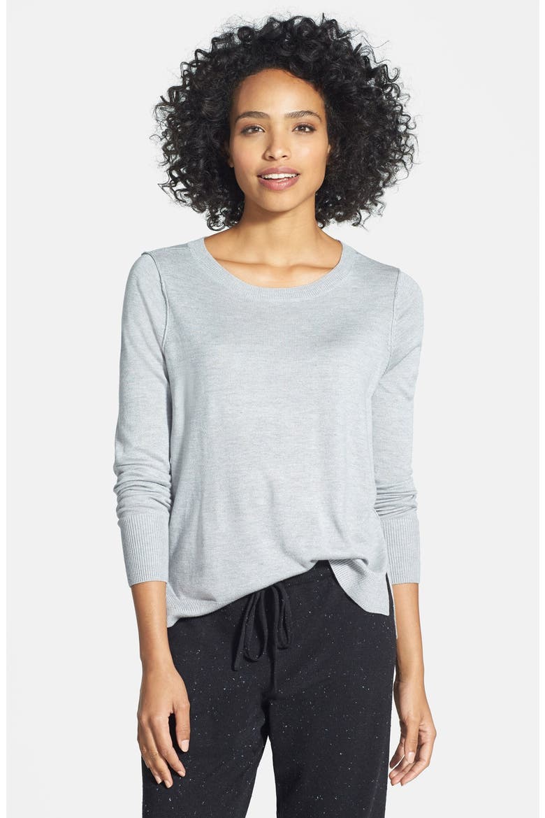 High/Low Crewneck Sweater, Main, color, HEATHER MEDIUM GREY