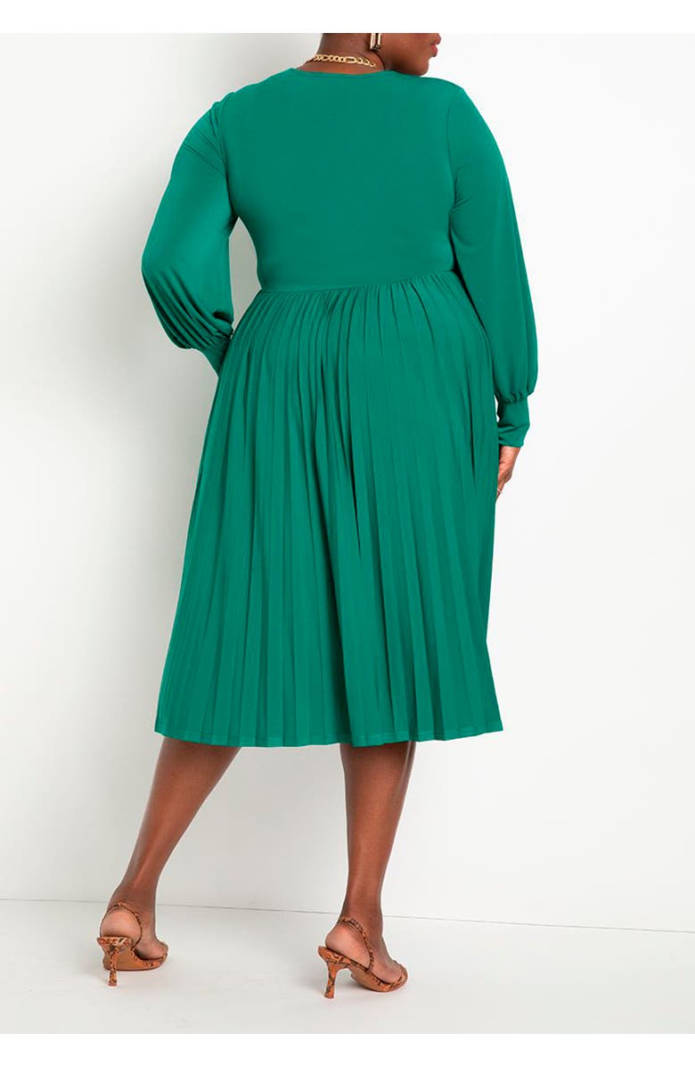 ELOQUII Knot Front Pleated Skirt Dress, Alternate, color, Black Onyx