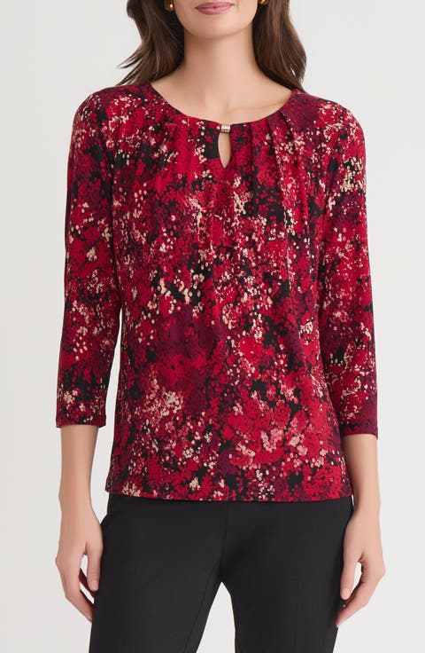 Pleated Three-Quarter Sleeve Top (Regular & Petite)