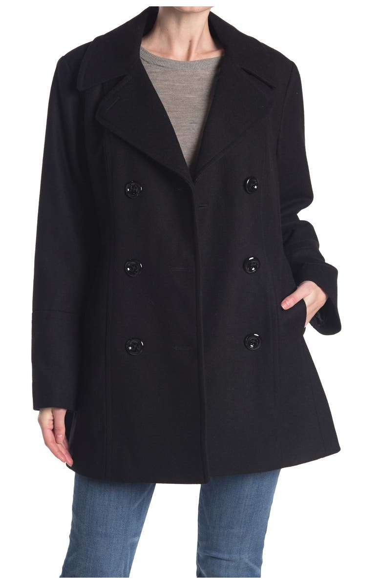 Anne Klein Notch Collar Wool Blend Peacoat, Main, color,