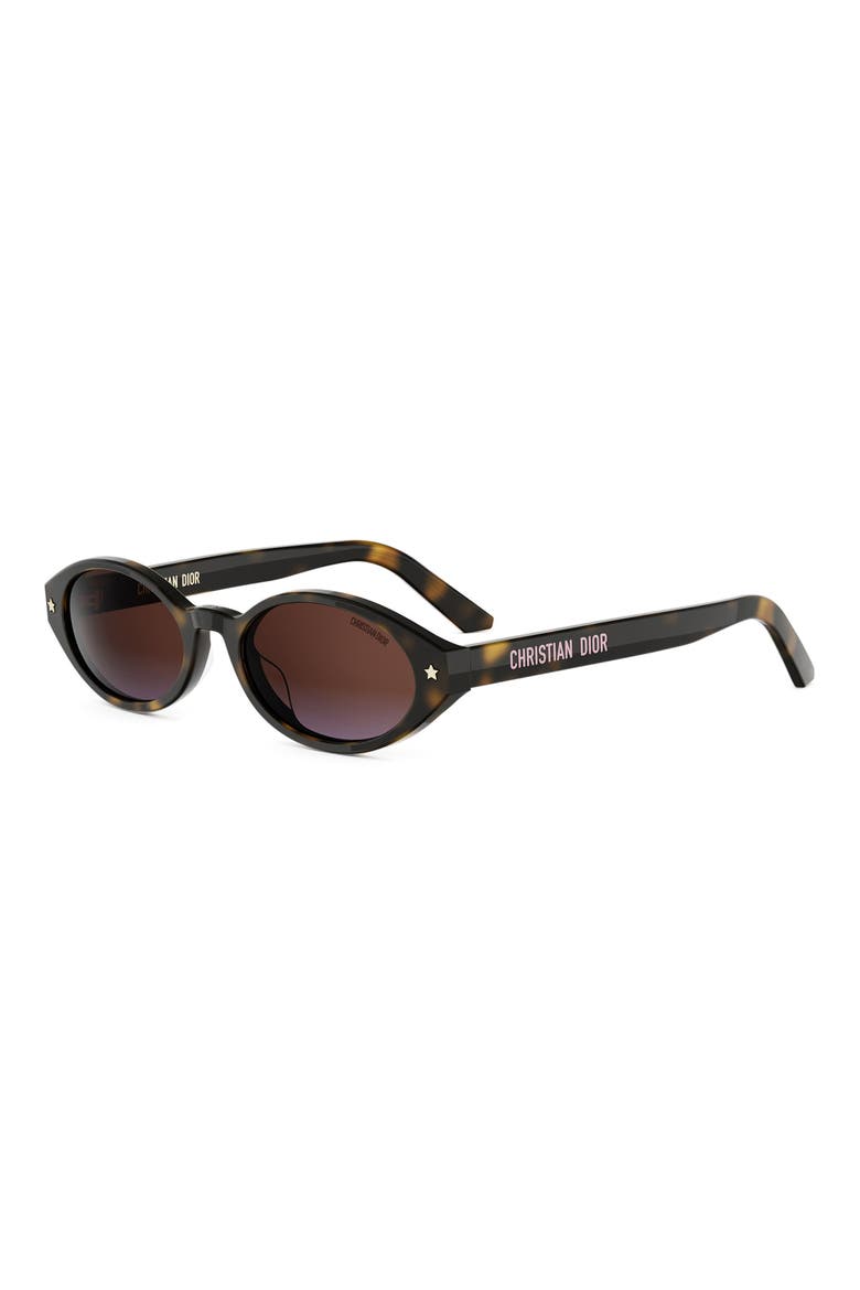 'DiorPacific R1I 52mm Oval Sunglasses, Alternate, color, DARK HAVANA / GRADIENT BROWN