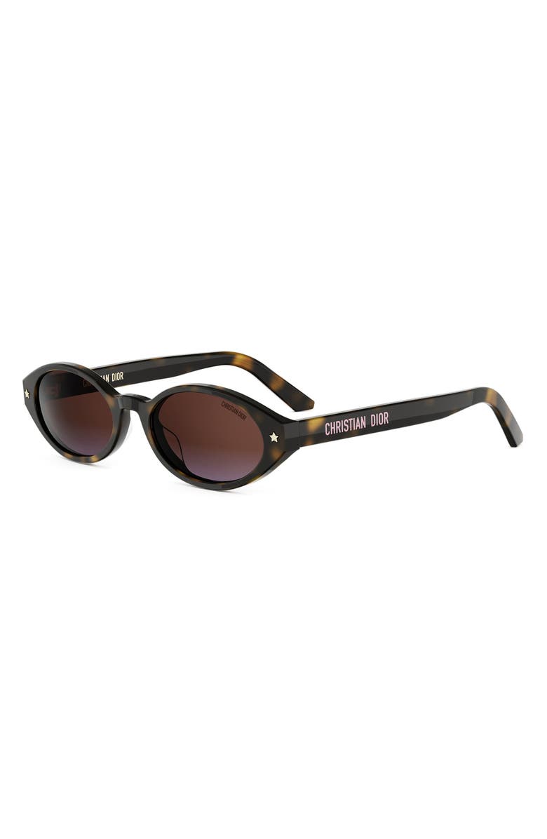 DIOR 'DiorPacific R1I 52mm Oval Sunglasses, Alternate, color, Dark Havana / Gradient Brown
