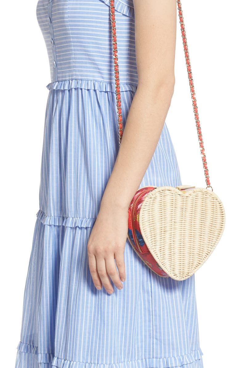 TED BAKER LONDON Heart Wicker Crossbody Bag, Alternate, color,