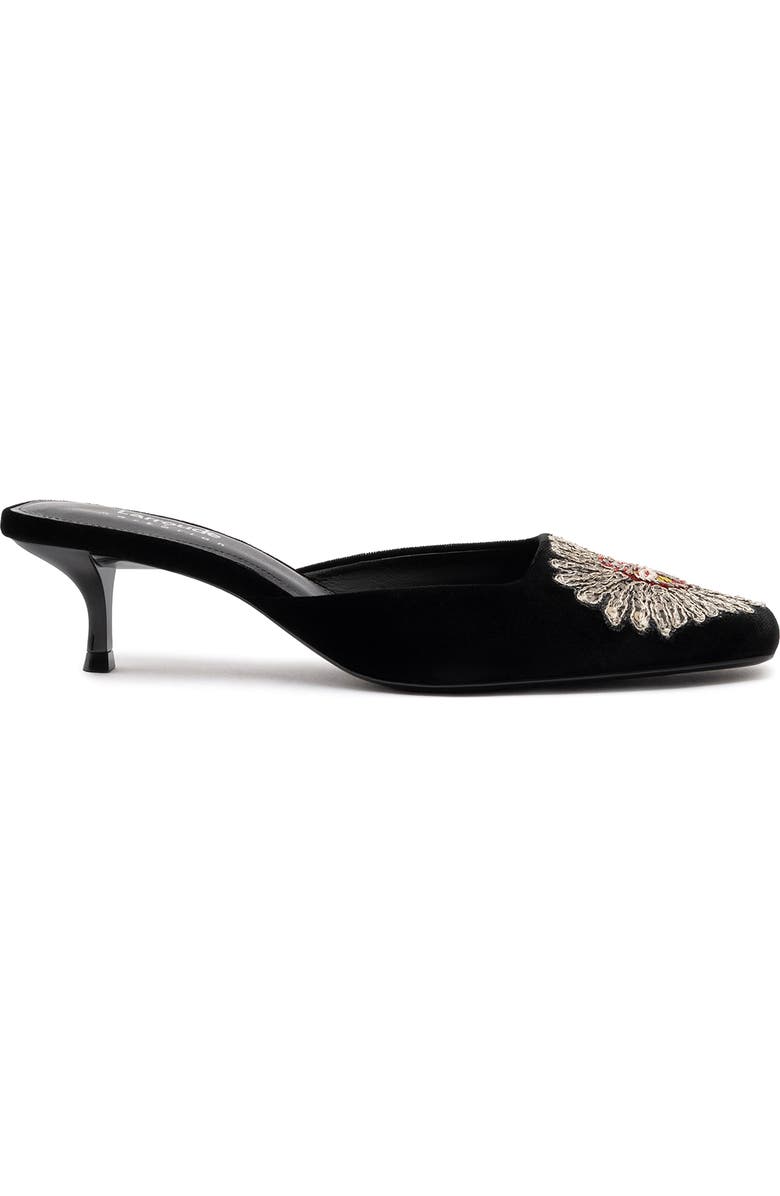 Larroudé x Markarian Mule In Velvet and Heart Embroidery, Main, color,