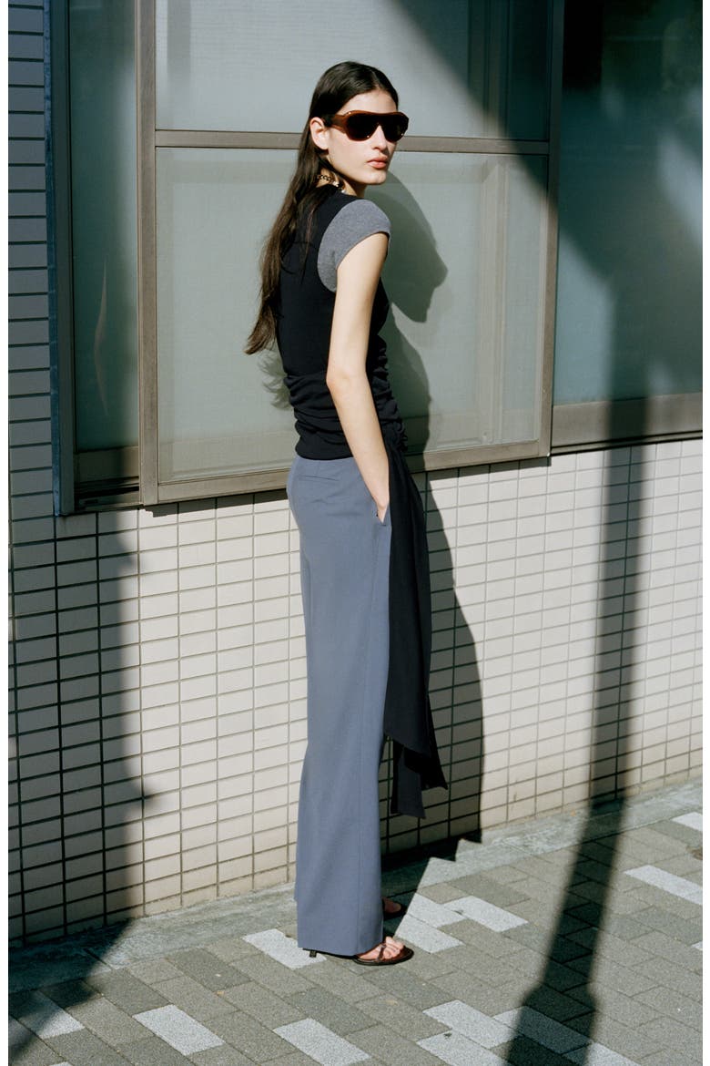 Pleated Straight Leg Suit Pants, Alternate, color, BLUE