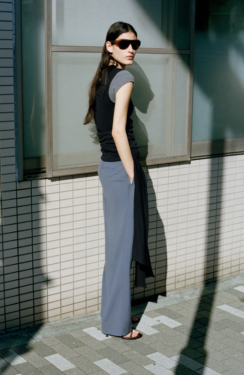 MANGO Pleated Straight Leg Suit Pants, Alternate, color, Blue