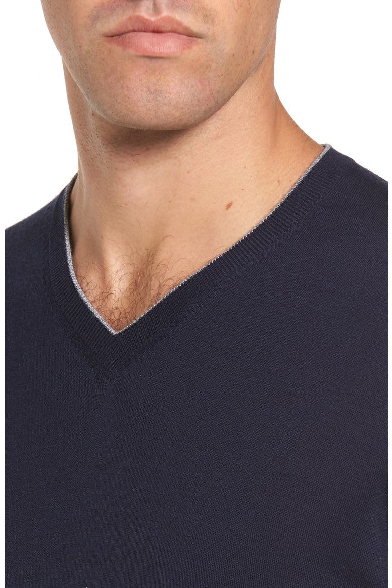 Merino Wool & Silk Tipped Sweater, Alternate, color, NAVY