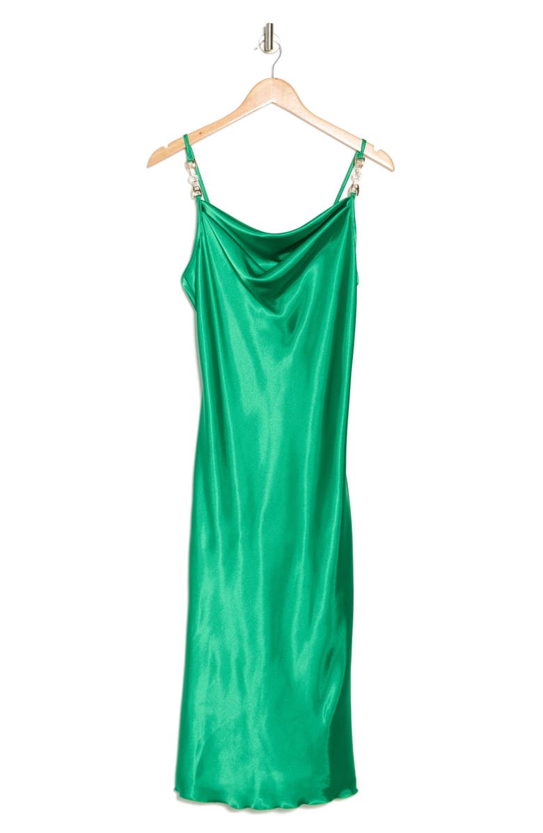 Jump Apparel Satin Cowl Neck Midi Dress, Alternate, color, Emerald