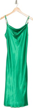 Jump Apparel Satin Cowl Neck Midi Dress