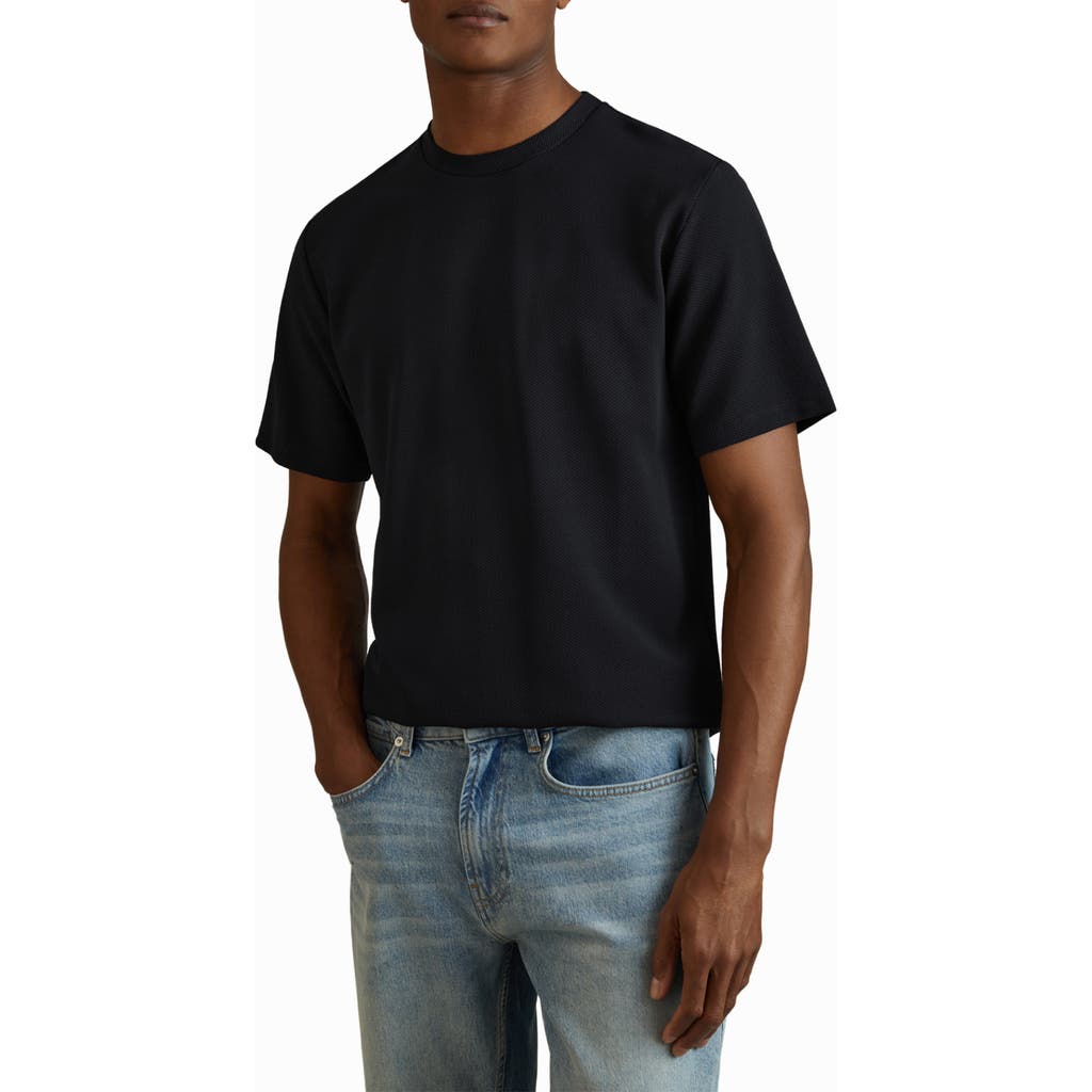 Reiss Navy Slim Fit Honeycomb T-shirt In Black