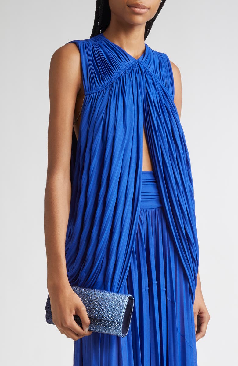 JUDITH LEIBER COUTURE Perry Crystal Embellished Satin Clutch, Alternate, color,